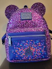 Loungefly Disney Anniversary Purple Sequin Mini Backpack NWT picture