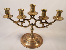 Vintage Brass Candelabra Candle Holder 5 Arm Branch Judaica Menorah 9