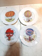 Vintage Paris Collection Porcelain Set Of 4 Hot Air Balloon Plates with Stands picture