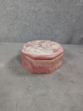 Vintage Incolay Octagonal White Flower On Pink Stone Jewelry/Trinket Box picture