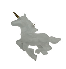 Vintage 1990s Unicorn Christmas Ornament Iridescent Clear White picture