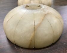 Antique French Alabaster Lamp Shade Set of 2 Hand Carved 6.25” Dia 2 7/8” Dish picture