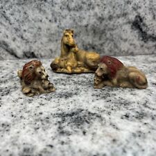 Vintage Stone/Resin Figurines lot of 3~~horse w/ foal & lions w/ cubs~Taiwan picture