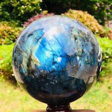 8.95LB Natural labradorite ball rainbow quartz crystal sphere gem reiki healing picture