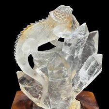 5.17LB Natural Clear Quartz Chameleon Skull Carved Fire Crystals Skull Healing picture