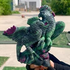 1.79LB Natural green ruby zoisite (anylite) hand carved bird crystal therapy picture