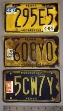 Lot Of 3 Vintage Pennsylvania Motorcycle License Plates picture