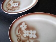2 Vintage WALLACE CHINA RESTAURANT WARE PLATTERS LUAU AIRBRUSH FLOWERS TIKI BAR picture