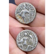 Authentic Rare Solid Silver Kushan Empire Vasu Deva III Coin From Central Asia picture