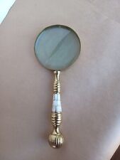 Brass Handheld Magnifying Glass Antique Magnifier Handle Desk Top Item picture