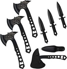 3 Pack Camping Throwing Axes Knives Set Full Tang Stainless Tomahawks Hatchet picture