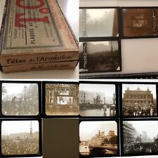 FETES ARMISTICE 1918 PARIS 7 STEREOSCOPIC GLASS VIEWS 6x13 TANK COLLECTION picture