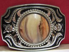 New Vintage Western Agate Belt Buckle Made In U.S.A. picture