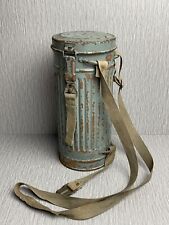 GERMAN LATE WW2 1944 KRIEGSMARINE CAMO GAS MASK CANISTER W/ RIVETED STRAPS RARE picture