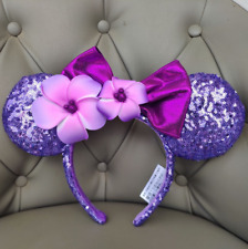 Minnie Ears Disney~Parks Mickey Mouse Purple Plumeria Aulani Hawaii Headband US picture