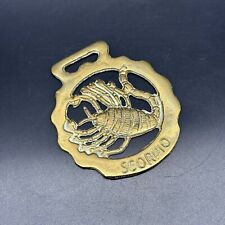 Vintage Brass Horse Bridle Medallion Scorpio Gold Toned Equestrian Decorative picture