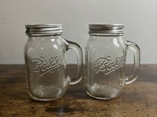 Vintage Ball Mason Fruit Jar Salt & Pepper Shakers W/Handles Glass & Metal USA picture
