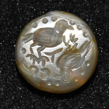 Large Ancient Roman Agate Stone Scaraboid Intaglio Seal Depicting Birds picture