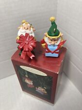 Vintage 1995 Hallmark 2 Ornaments 'Happy Wrappers Hang Together' EUC picture