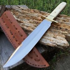 Bone Handle Missouri Style Bowie Heavy Duty Hunting Knife w/ Leather Sheath picture