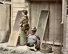 1881 Young JAPANESE  GIRLS DOING WASH 8x10 Borderless Photo picture