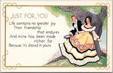 Vintage 1910s ART DECO Embossed Greetings Postcard 