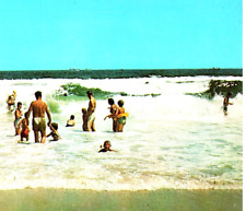 Atlantic Ocean Beach Scene Bathing in Heavy Surf 💥 GIANT SIZE 💥 Asbury Park NJ picture