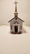 Vtg. Wooden, Church Music Box, Plays Amazing Grace. doors open picture