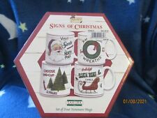 New David Carter Brown Holiday Christmas set Signs of Christmas coffee mugs lot picture
