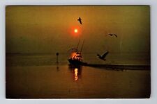 Ocracoke NC-North Carolina, Boat heading to Pamlico Sound c1990 Vintage Postcard picture