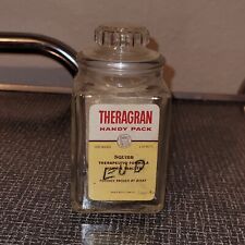 Vintage THERAGRAN VITAMIN TABLETS Glass Bottle Empty SQUIBB 1960s Set Prop picture