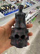 Natural plum stone skeleton woman carving ornament 1PC picture