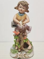  Vintage Toma Porcelain Figurine Girl With Birds and Mail Box  picture