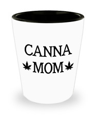 Canna Mom Shot Glass Cannabis Flower Power Marijuana Kit Pot Leaf Kind of Mother picture