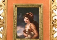 Antique KPM framed signed painting of Lady Hamilton on porcelain plaque picture