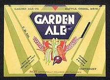 Garden Ale Beverage Label Battle Creek, MI Deco Vegetables c1930's-40s Scarce picture