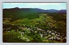 Wilmington VT-Vermont, Aerial of Wilmington & Surrounding Mts, Vintage Postcard picture