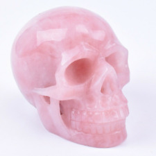 800g/1000g Hand Carved Realistic Natural Healing Rose Quartz Crystal Skull 1pcs picture