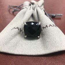 David Yurman Sterling Silver 20mm Chatelaine Ring Black Onyx & Diamond Sz 8 picture