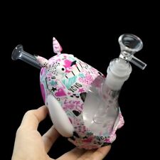 Cute Colorful Silicone Bong with Downstem 14mm Glass Bowl Pink Smoking WaterPipe picture