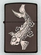 Vintage 2010 Koi Japanese Fish Black Matte Zippo Lighter picture
