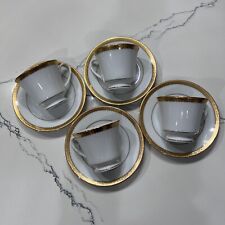 Noritake Essex Gold Teacups & Saucers 4322 Contemporary Fine China Lot of 4 picture