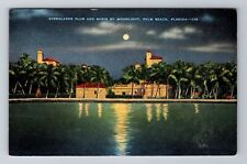 Palm Beach FL-Florida, Everglades Club, Basin By Moonlight, Vintage Postcard picture
