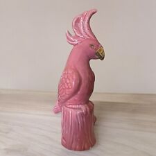 Vintage Pink Cockatoo Parrot Figurine Gold Accents Beak and Eyes 7” tall picture