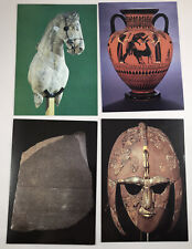 The BRITISH MUSEUM Four Souvenir Postcards Marble Horse Rosetta Stone Helmet  picture