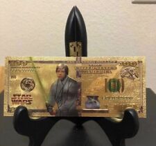 24k Gold Foil Plated Luke Skywalker Banknote Star Wars Collectible picture
