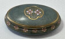 Vintage TOYO Japan Hand Painted Floral Ceramic Oval Lidded Trinket Dish 7