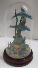 Paradise Reef Dolphins Coral Tropical Fish Danbury Mint Glass Dome M. Hollenbeck picture
