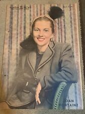 JOAN FONTAINE original color portrait SUNDAY NEWS 1/18/48 OLD HOLLYWOOD RARE picture