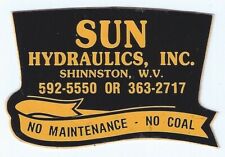Sun Hydraulics Inc. Shinnston WV Vintage Unused Mining Hard Hat Decal Sticker picture